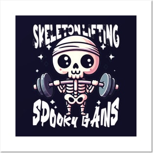 skeleton lifting spooky gains Posters and Art